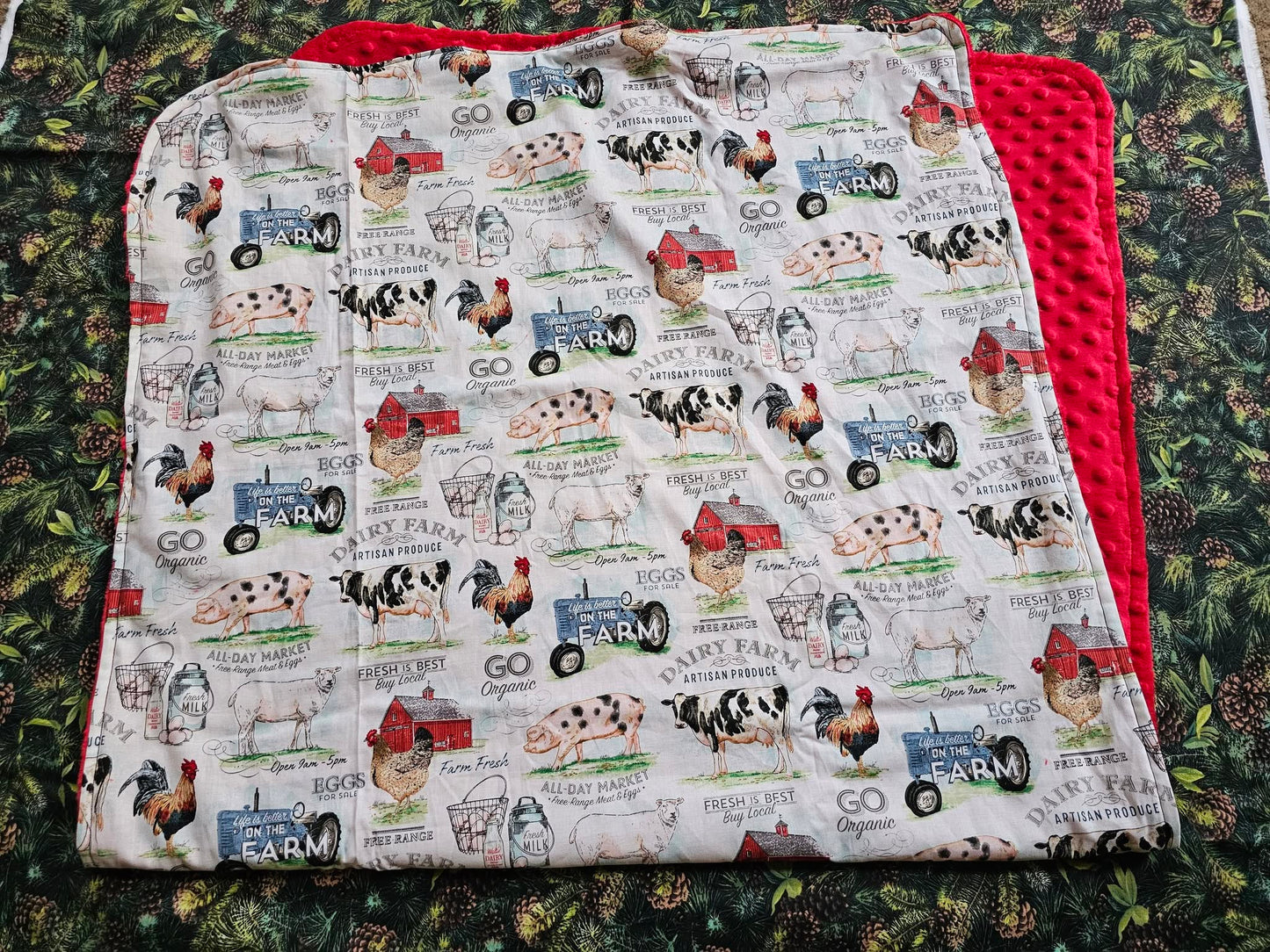 Tan Farm Crib Blanket