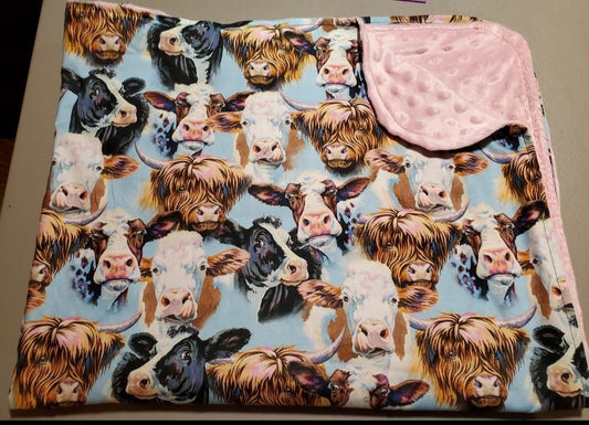 Multi color Cows Baby Blanket