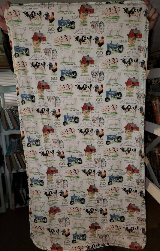 Tan Farm Crib Blanket
